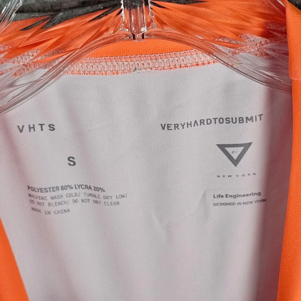 VHTS Rash Guard Mens S Orange Very Hard To Submit BJJ MMA Grappling Compression